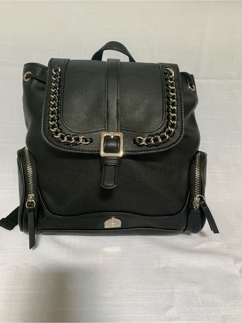 House of Harlow 1960 Black Chain-Trim Backpack